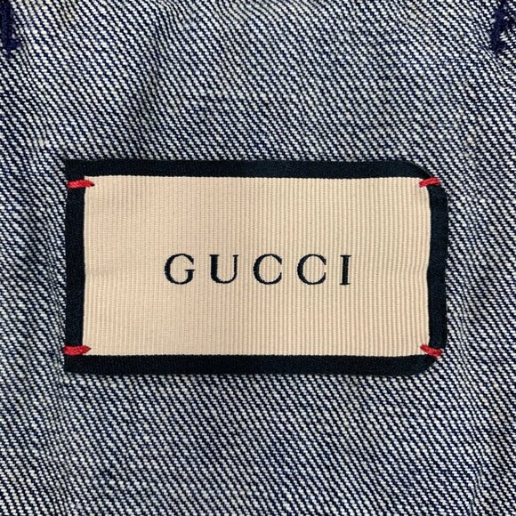 Gucci Dark blue logo jacquard monogram cotton button-up denim jacket - Picture 6 of 9
